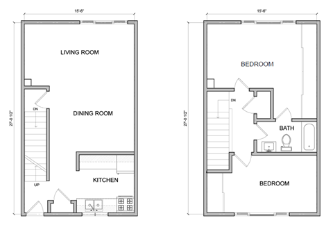 Floor plan for 2 beds, 2 baths, 1368 sqft